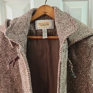 Talbots Brown Herringbone Toggle Coat